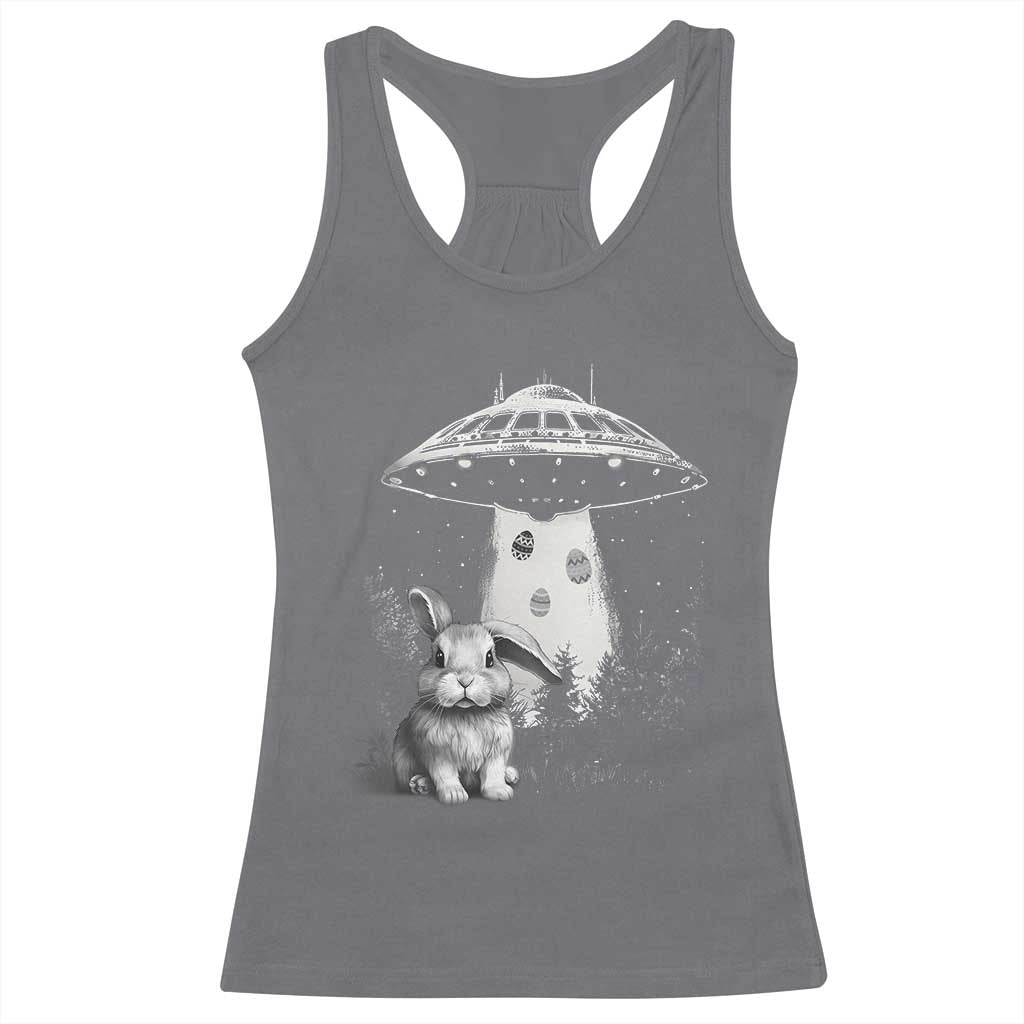 Funny Easter Day UFO Bunny Alien Eggs Racerback Tank Top