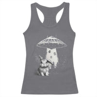 Funny Easter Day UFO Bunny Alien Eggs Racerback Tank Top