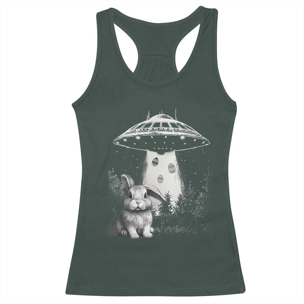 Funny Easter Day UFO Bunny Alien Eggs Racerback Tank Top