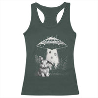 Funny Easter Day UFO Bunny Alien Eggs Racerback Tank Top