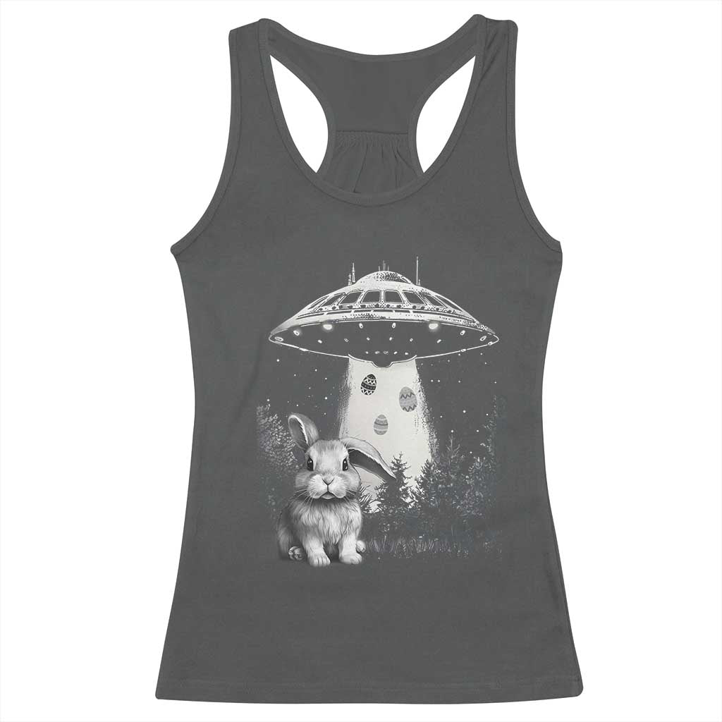 Funny Easter Day UFO Bunny Alien Eggs Racerback Tank Top