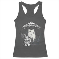 Funny Easter Day UFO Bunny Alien Eggs Racerback Tank Top