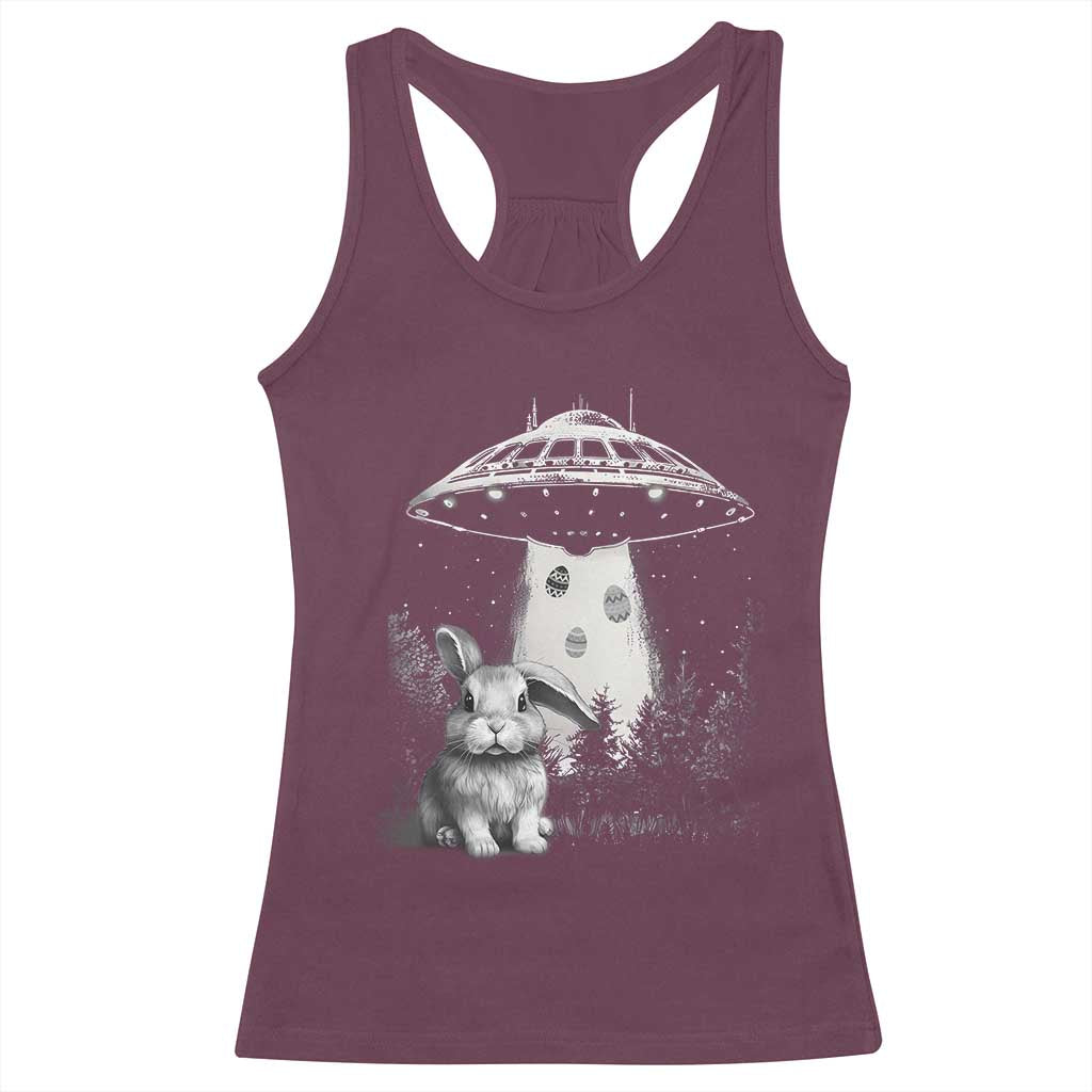 Funny Easter Day UFO Bunny Alien Eggs Racerback Tank Top
