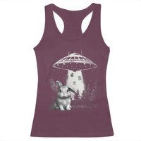 Funny Easter Day UFO Bunny Alien Eggs Racerback Tank Top