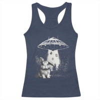 Funny Easter Day UFO Bunny Alien Eggs Racerback Tank Top