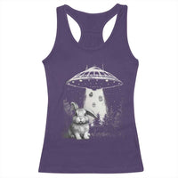 Funny Easter Day UFO Bunny Alien Eggs Racerback Tank Top