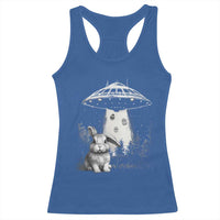 Funny Easter Day UFO Bunny Alien Eggs Racerback Tank Top