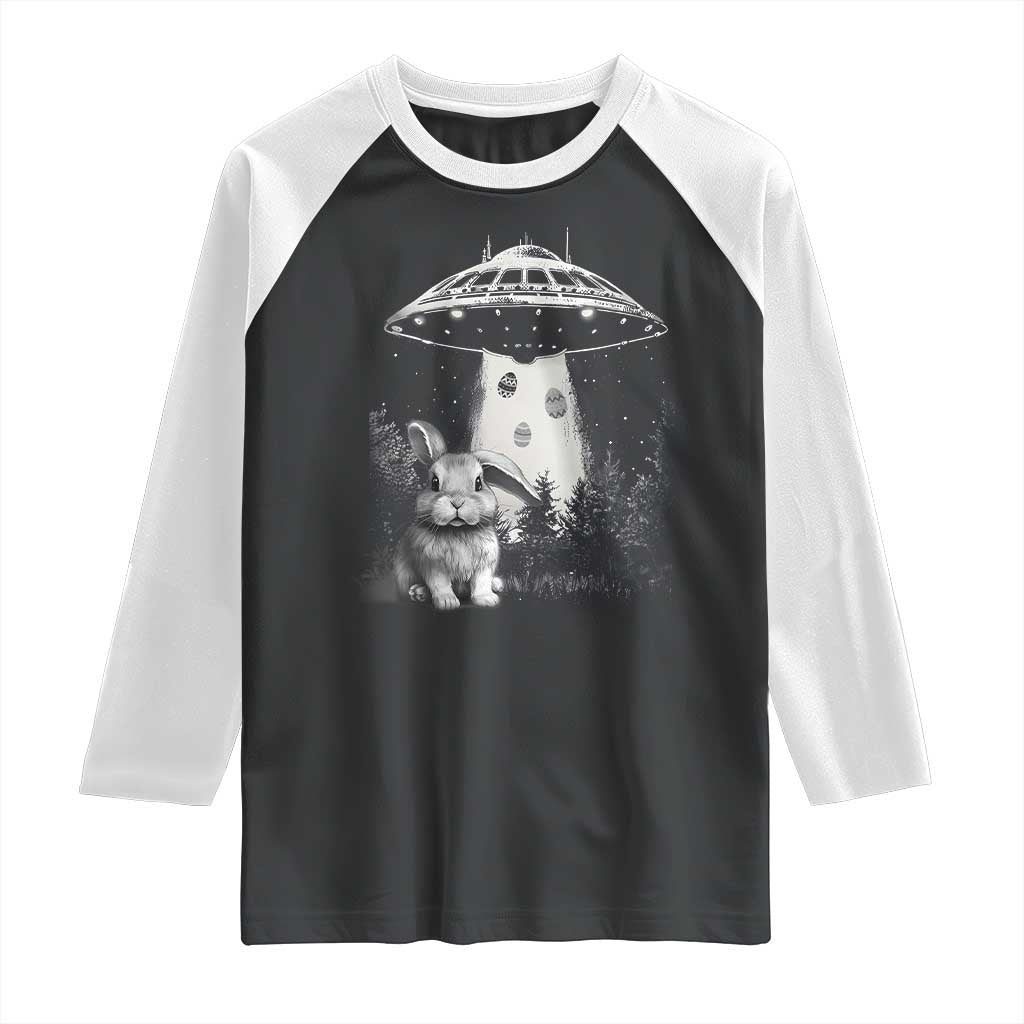 Funny Easter Day UFO Bunny Alien Eggs Raglan Shirt