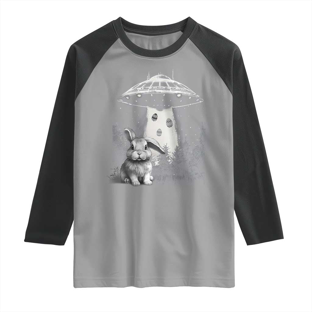 Funny Easter Day UFO Bunny Alien Eggs Raglan Shirt