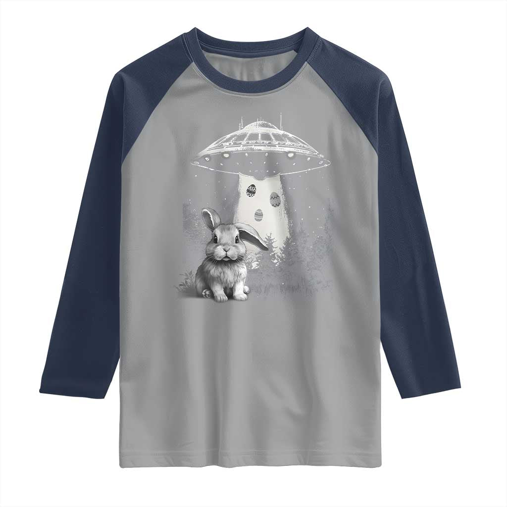 Funny Easter Day UFO Bunny Alien Eggs Raglan Shirt