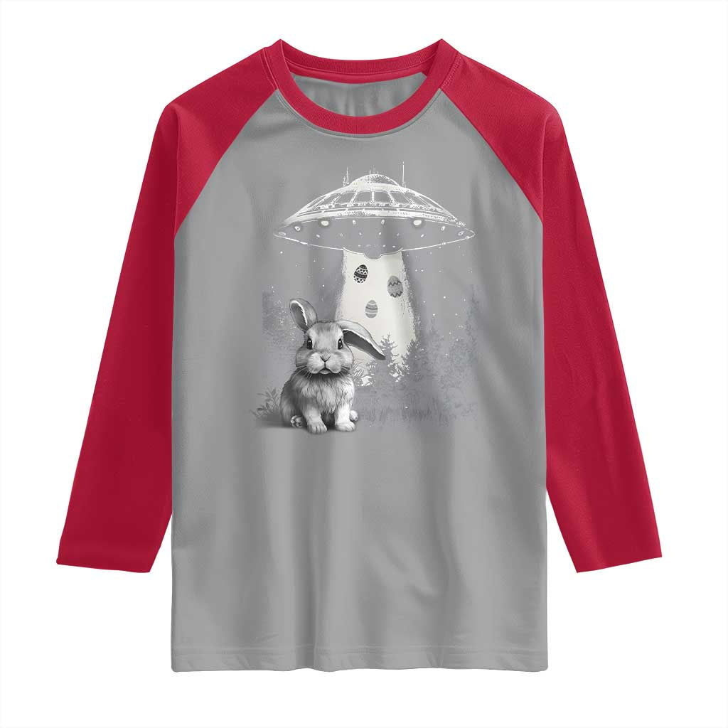 Funny Easter Day UFO Bunny Alien Eggs Raglan Shirt