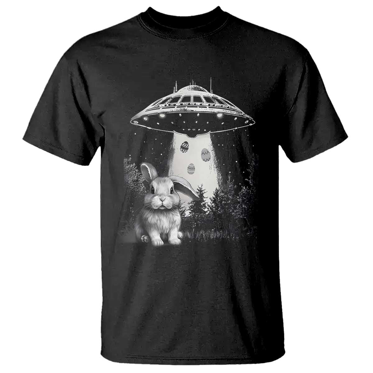 Funny Easter Day UFO Bunny Alien Eggs T Shirt