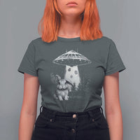 Funny Easter Day UFO Bunny Alien Eggs T Shirt For Women