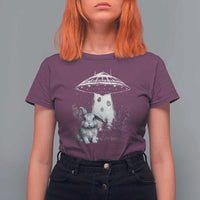 Funny Easter Day UFO Bunny Alien Eggs T Shirt For Women