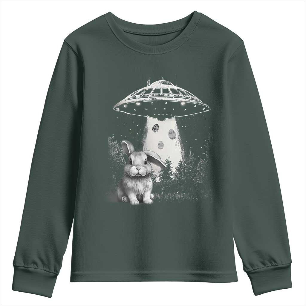 Funny Easter Day UFO Bunny Alien Eggs Youth Sweatshirt