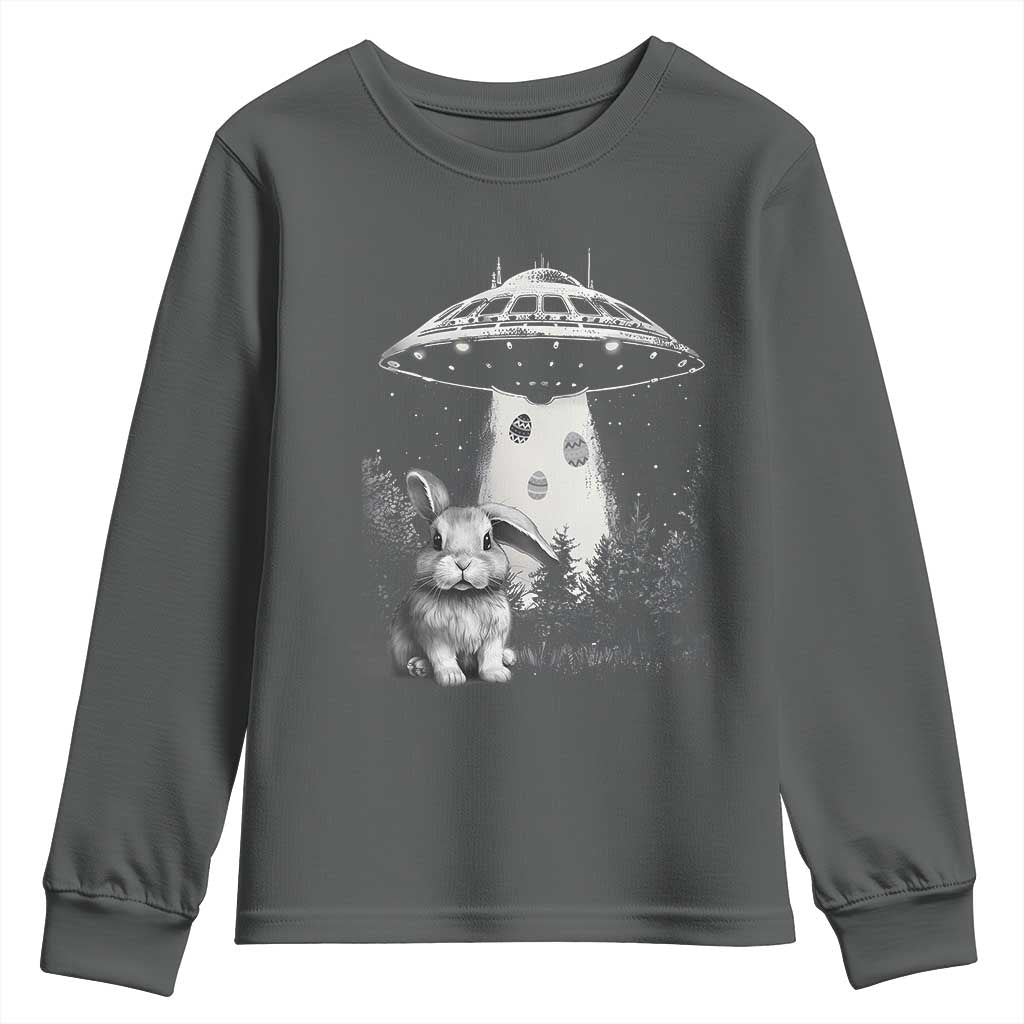 Funny Easter Day UFO Bunny Alien Eggs Youth Sweatshirt