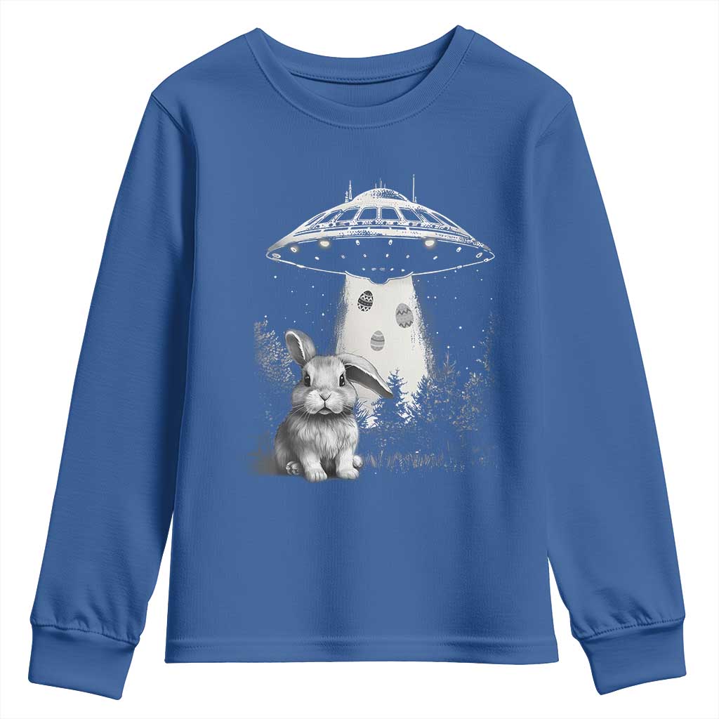 Funny Easter Day UFO Bunny Alien Eggs Youth Sweatshirt