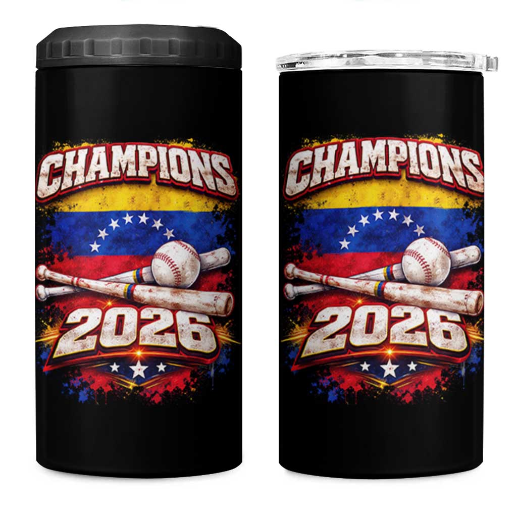 Venezuela Champions 2026 Baseball Lover Venezuelan Flag 4 in 1 Can Cooler Tumbler
