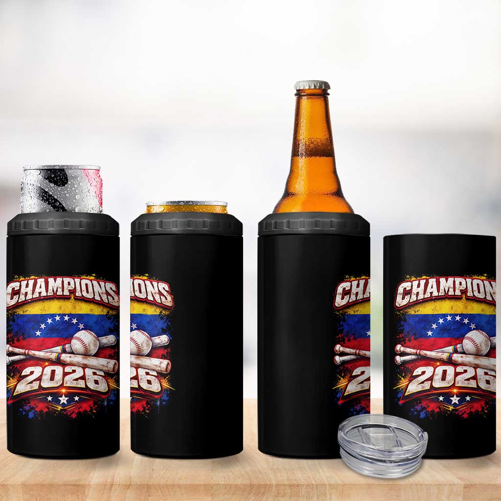 Venezuela Champions 2026 Baseball Lover Venezuelan Flag 4 in 1 Can Cooler Tumbler