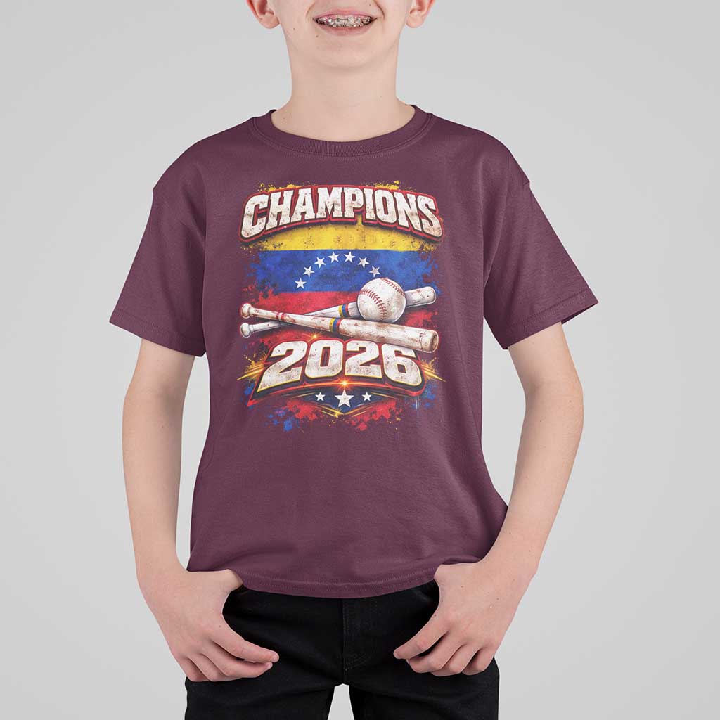 Venezuela Champions 2026 Baseball Lover Venezuelan Flag T Shirt For Kid