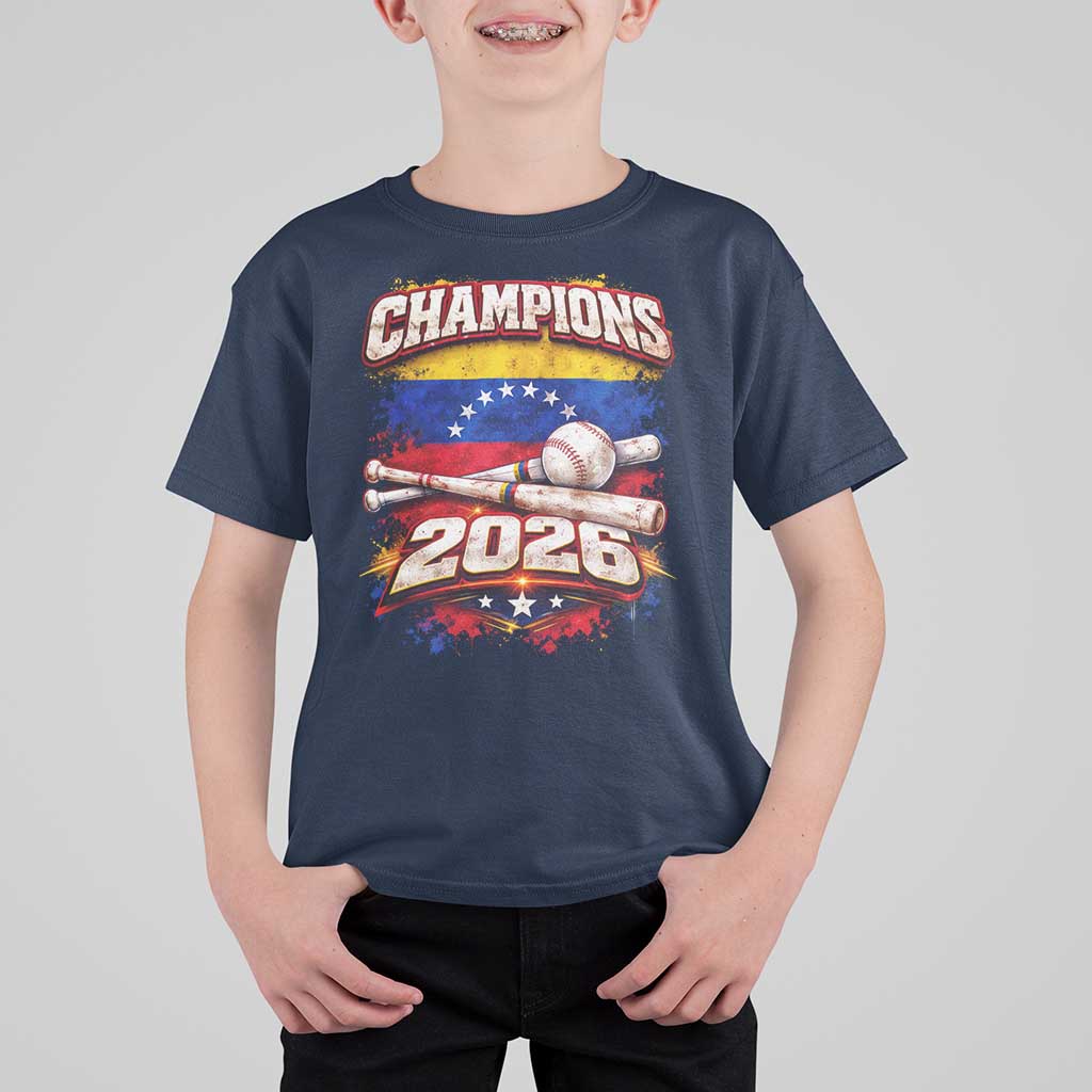 Venezuela Champions 2026 Baseball Lover Venezuelan Flag T Shirt For Kid