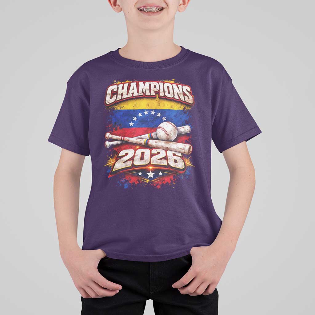 Venezuela Champions 2026 Baseball Lover Venezuelan Flag T Shirt For Kid