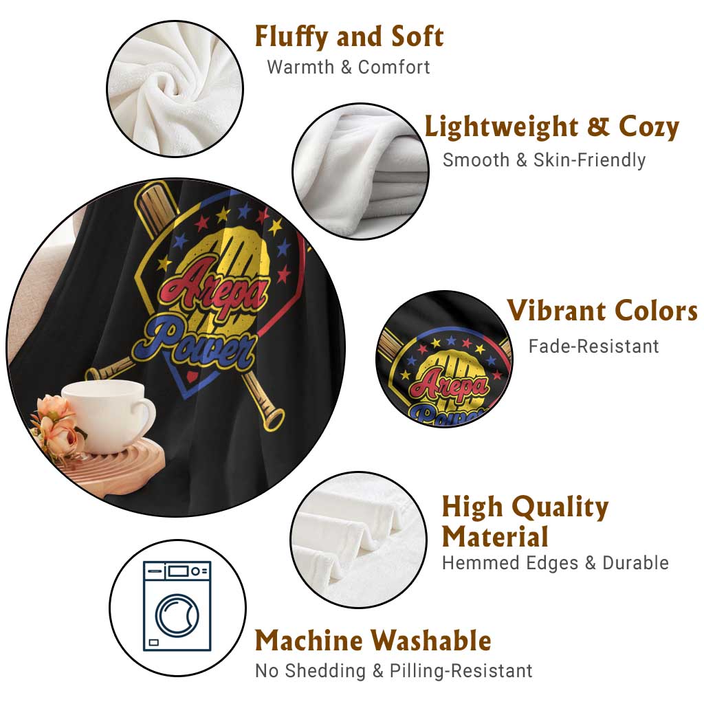 Arepa Power Venezuela Baseball Lover Throw Blanket Venezuelan Pride