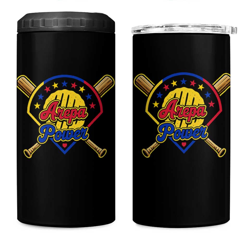 Arepa Power Venezuela Baseball Lover 4 in 1 Can Cooler Tumbler Venezuelan Pride