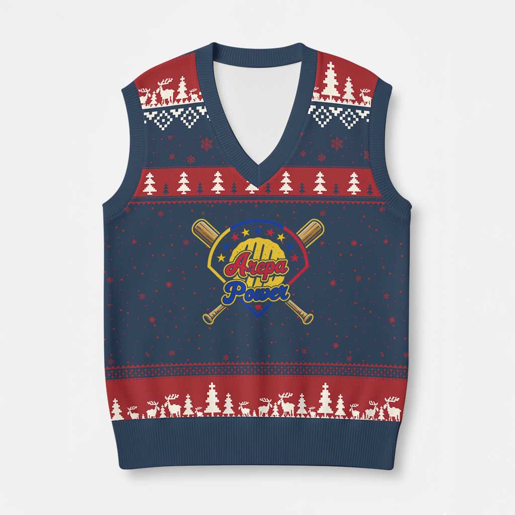 Arepa Power Venezuela Baseball Lover V-Neck Knit Sweater Vest Venezuelan Pride