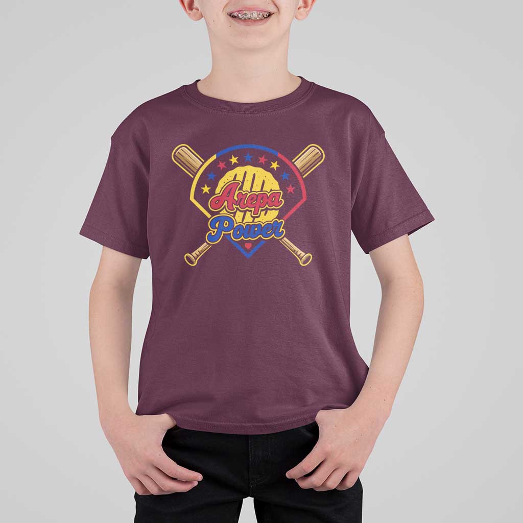 Arepa Power Venezuela Baseball Lover T Shirt For Kid Venezuelan Pride