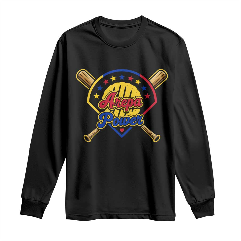 Arepa Power Venezuela Baseball Lover Long Sleeve Shirt Venezuelan Pride