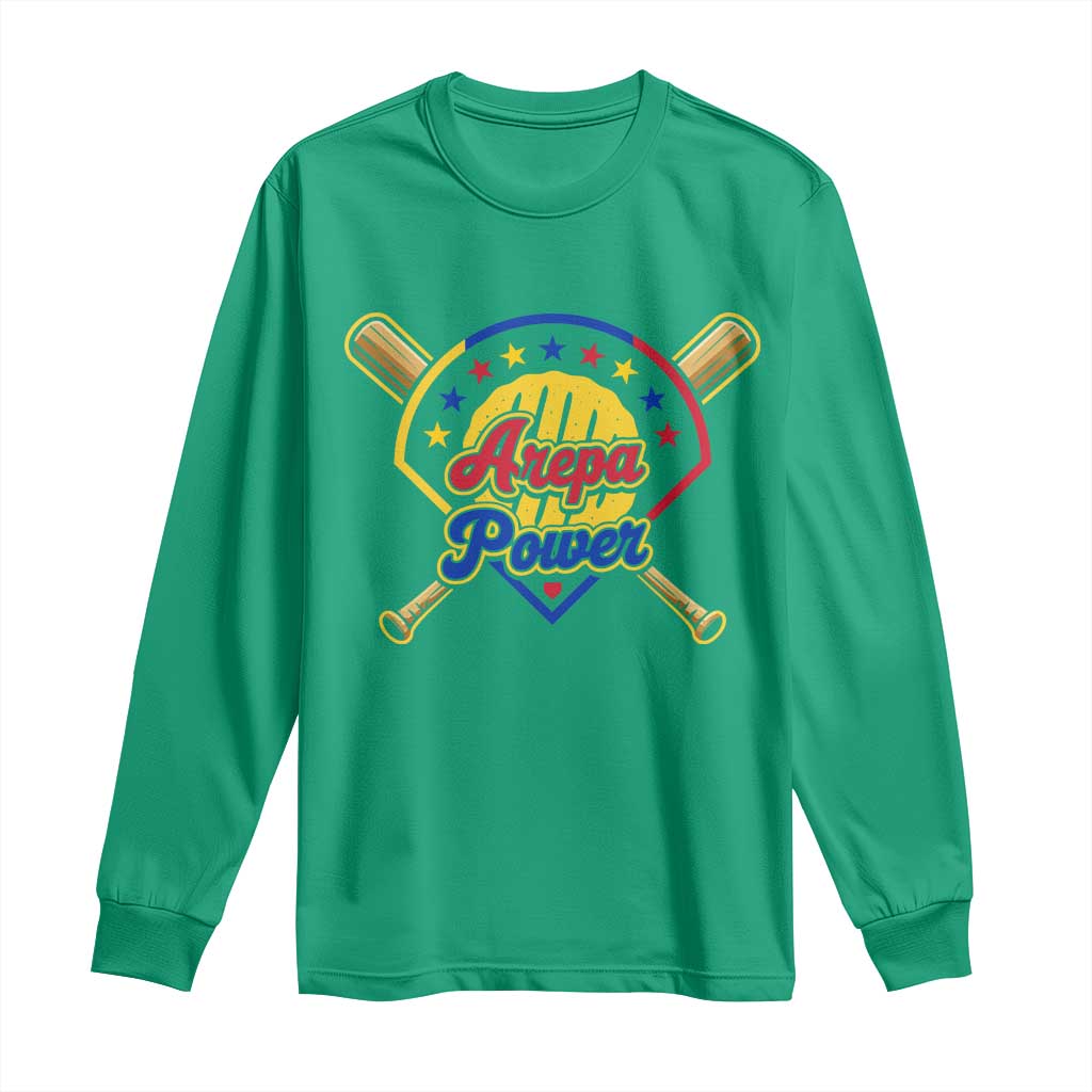 Arepa Power Venezuela Baseball Lover Long Sleeve Shirt Venezuelan Pride