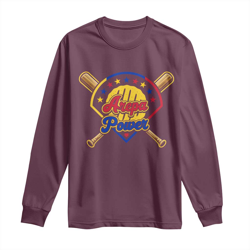 Arepa Power Venezuela Baseball Lover Long Sleeve Shirt Venezuelan Pride