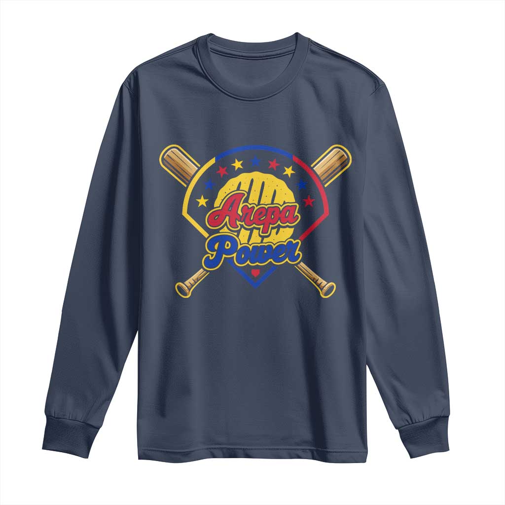 Arepa Power Venezuela Baseball Lover Long Sleeve Shirt Venezuelan Pride
