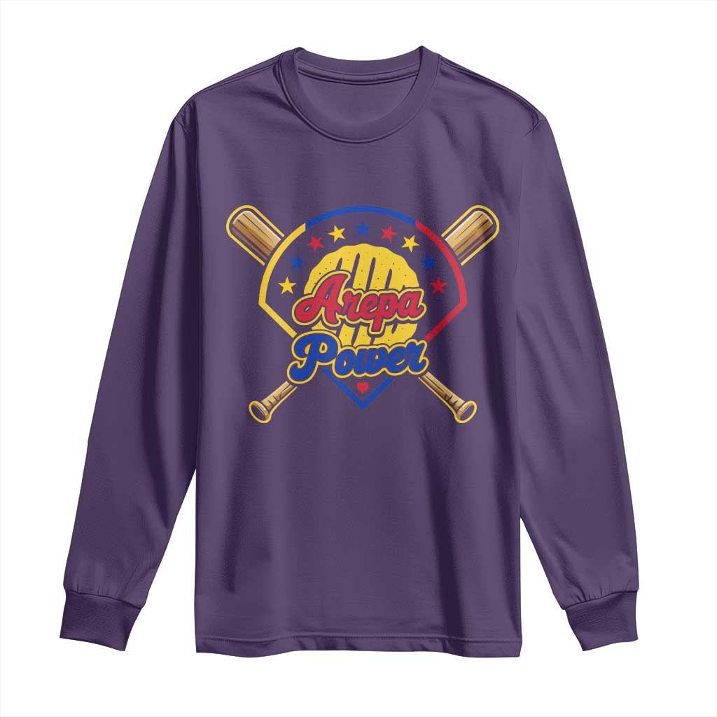 Arepa Power Venezuela Baseball Lover Long Sleeve Shirt Venezuelan Pride