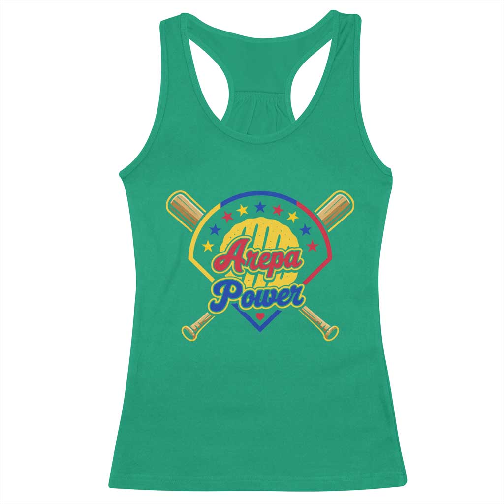 Arepa Power Venezuela Baseball Lover Racerback Tank Top Venezuelan Pride