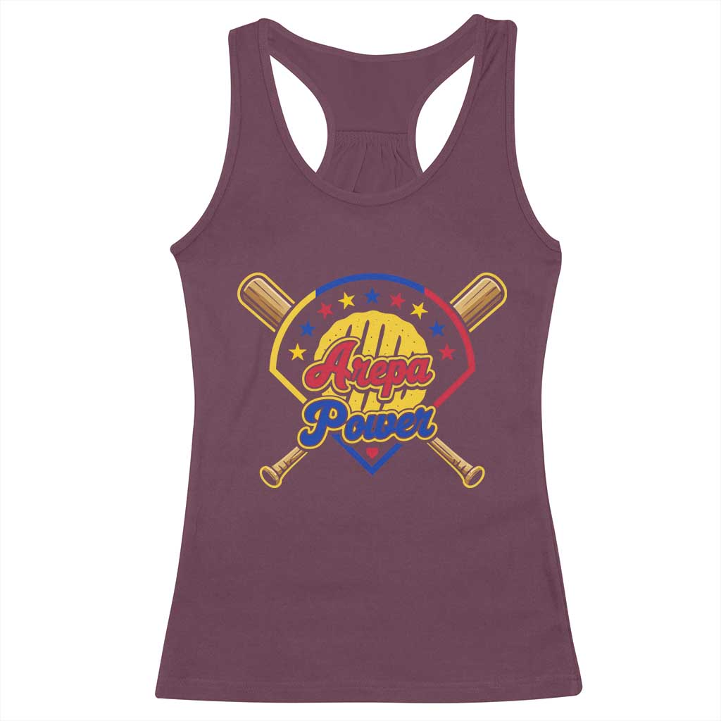 Arepa Power Venezuela Baseball Lover Racerback Tank Top Venezuelan Pride