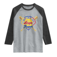 Arepa Power Venezuela Baseball Lover Raglan Shirt Venezuelan Pride