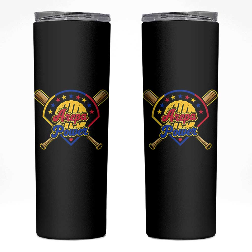 Arepa Power Venezuela Baseball Lover Skinny Tumbler Venezuelan Pride