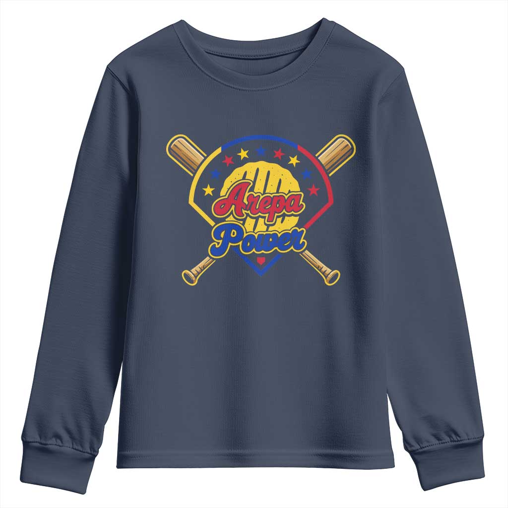 Arepa Power Venezuela Baseball Lover Youth Sweatshirt Venezuelan Pride