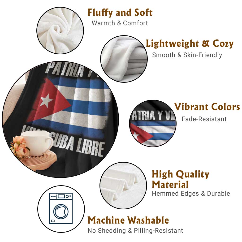 Patria y Vida Cuba Libre Throw Blanket Freedom Patriotic Cuban Flag