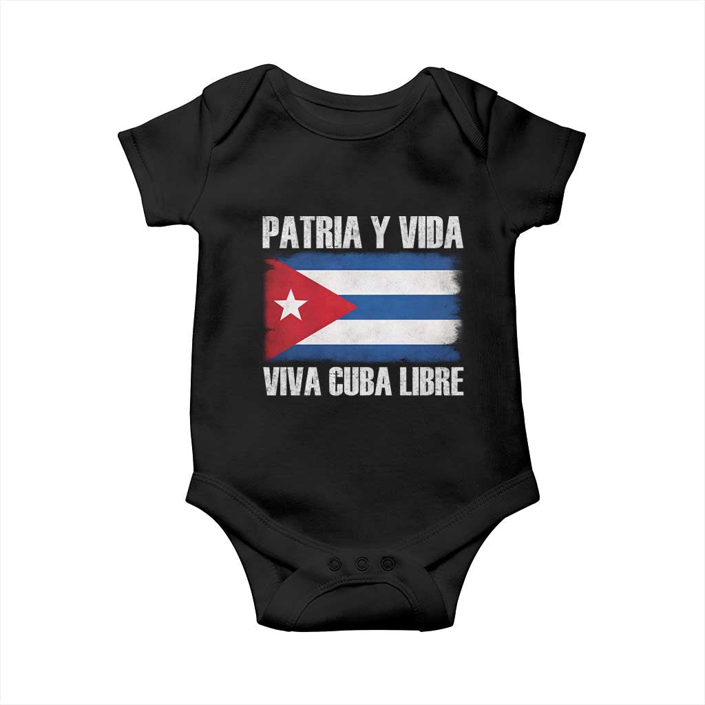 Patria y Vida Cuba Libre Baby Onesie Freedom Patriotic Cuban Flag