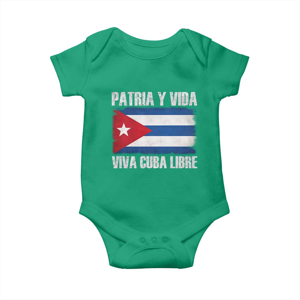 Patria y Vida Cuba Libre Baby Onesie Freedom Patriotic Cuban Flag