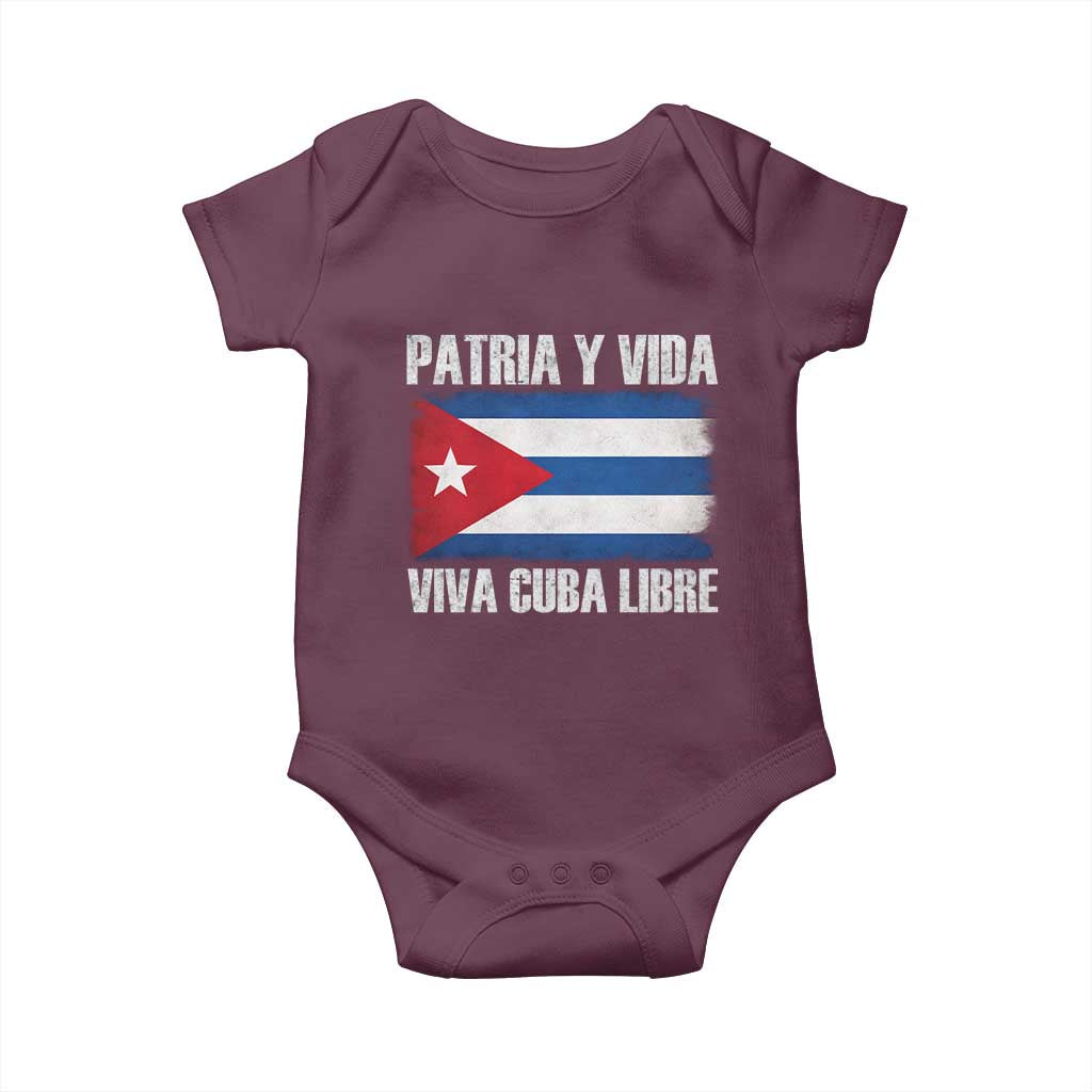 Patria y Vida Cuba Libre Baby Onesie Freedom Patriotic Cuban Flag