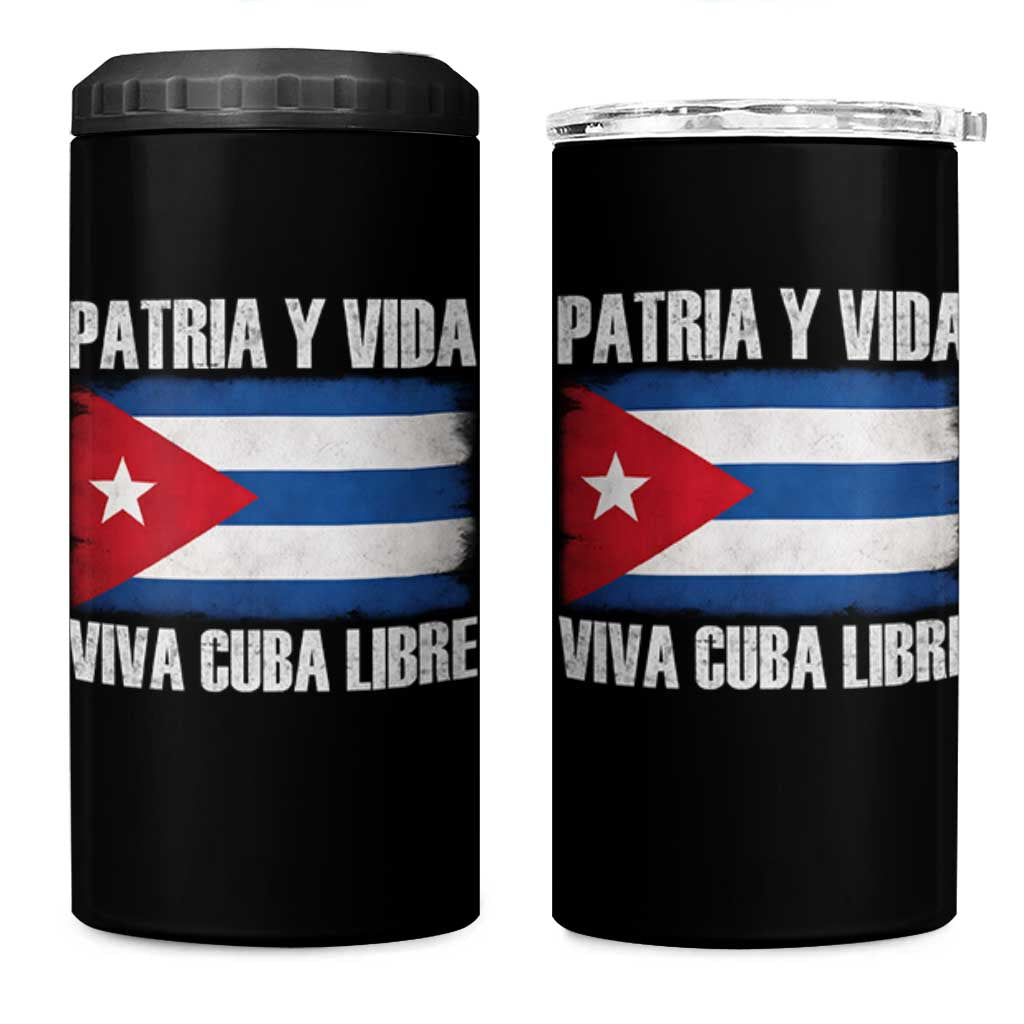 Patria y Vida Cuba Libre 4 in 1 Can Cooler Tumbler Freedom Patriotic Cuban Flag