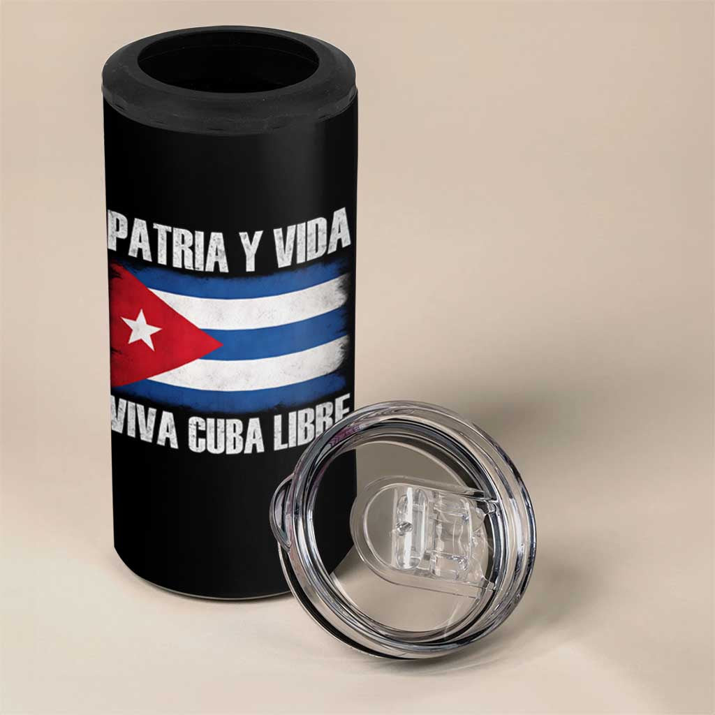 Patria y Vida Cuba Libre 4 in 1 Can Cooler Tumbler Freedom Patriotic Cuban Flag