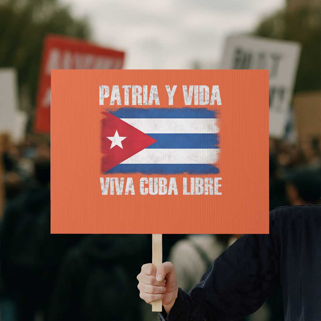 Patria y Vida Cuba Libre Protest Sign Freedom Patriotic Cuban Flag