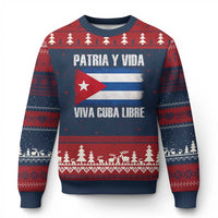 Patria y Vida Cuba Libre Ugly Christmas Sweater Freedom Patriotic Cuban Flag