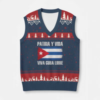 Patria y Vida Cuba Libre V-Neck Knit Sweater Vest Freedom Patriotic Cuban Flag