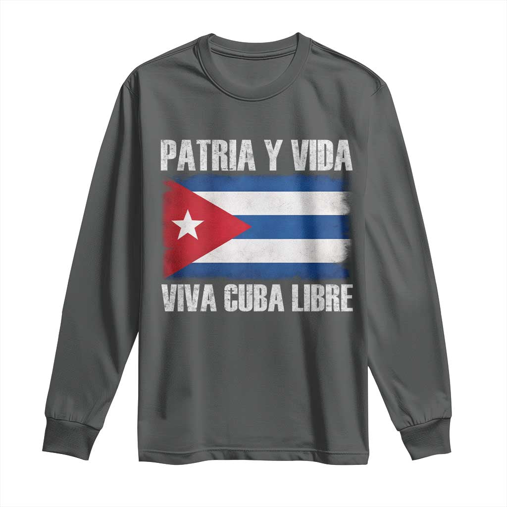 Patria y Vida Cuba Libre Long Sleeve Shirt Freedom Patriotic Cuban Flag